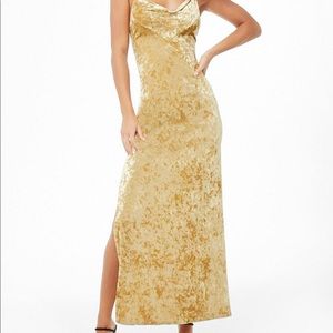 Gold crushed velvet going on dress